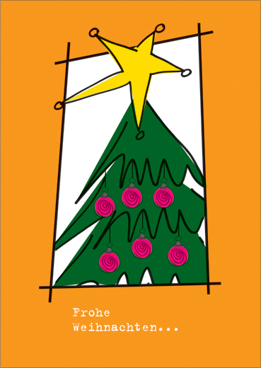 Weihnachtskarte: Weihnachtsbaum im Fenster